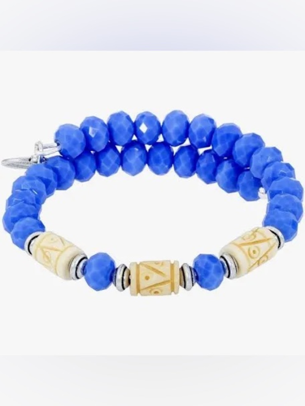 Alex and Ani Deep Sea Blue Beaded Double-Strand Bracelet with Ivory Accents